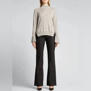 MILLY  ruffle-cuff mock-neck sweater Small Gray Cashmere